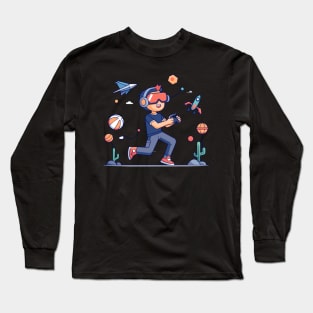 boy playing vr Long Sleeve T-Shirt